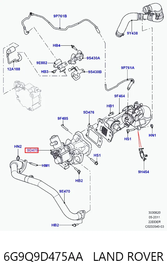 6G9Q9D475AA Land Rover Клапан рециркуляции отработавших газов EGR