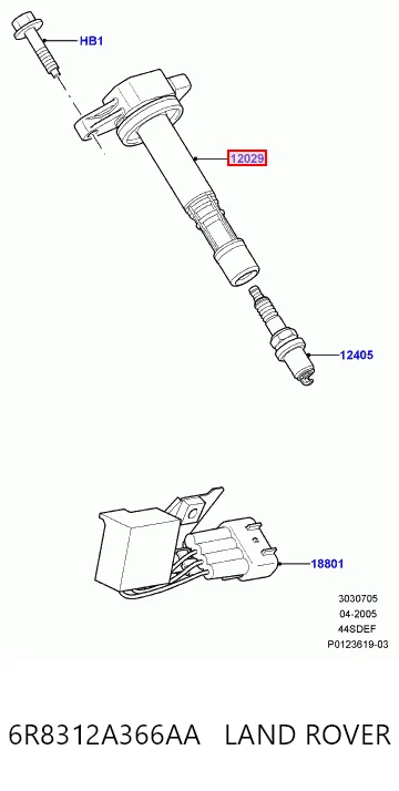 6R8312A366AA Land Rover Катушка зажигания