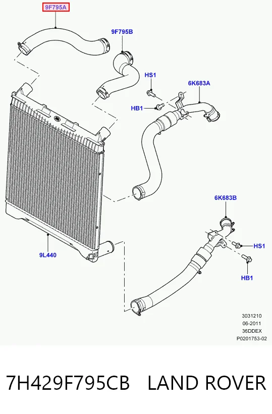 7H429F795CB Land Rover Патрубок интеркуллера
