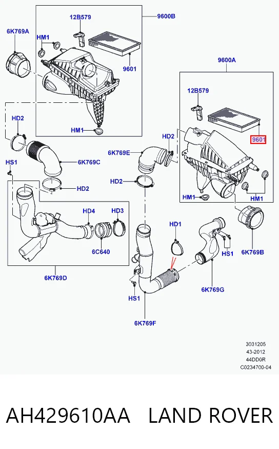 AH429610AA Land Rover Воздушный фильтр двигателя