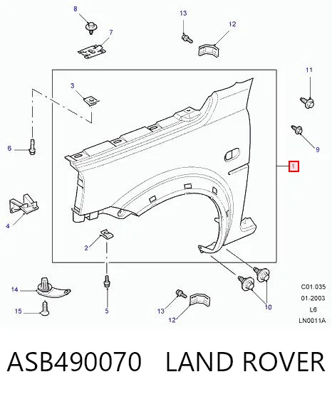ASB490130 Britpart Переднее левое крыло
