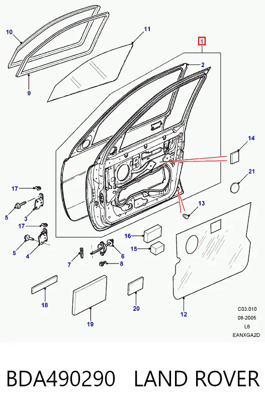 Передняя левая дверь Land Rover Freelander I внедорожник (L314) (1997 - 2006) цена, от 41.62 USD