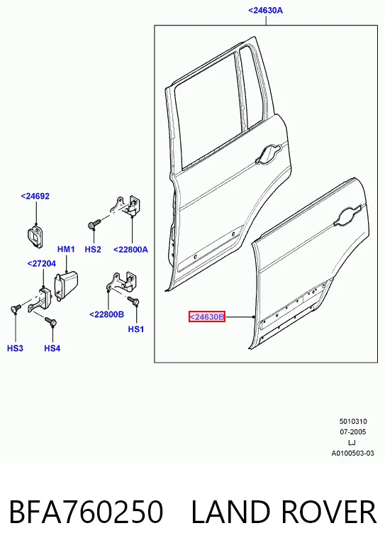 Дверь задняя, левая Land Rover Range Rover III внедорожник (L322) (2002 - 2009) цена, от 141.24 USD