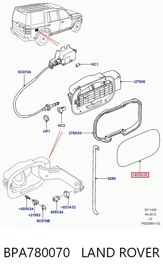 BPA780070 Land Rover Дверка бензобака