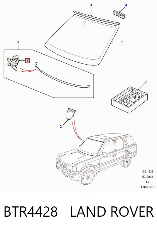 Стекло лобовое  Land Rover Range Rover 2 LP, P38A