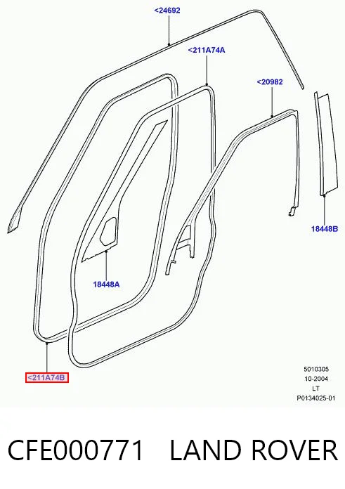 CFE000771 Land Rover Уплотнитель двери передней (на кузове)