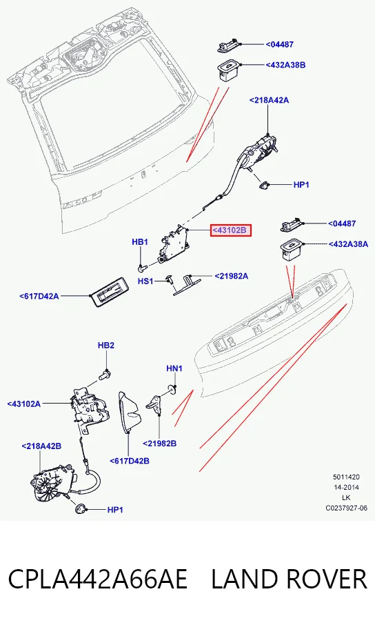 CPLA442A66AC Land Rover Замок пятой двери