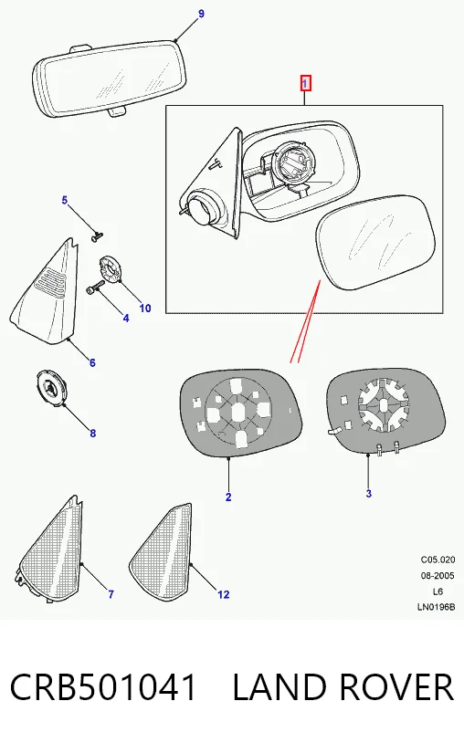 Наружное зеркало правое Rover CRB000420PMD цена, от 107.83 USD