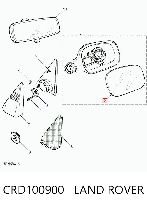 Стекло зеркала заднего вида, правого Britpart CRD100900 цена, от 10.03 USD