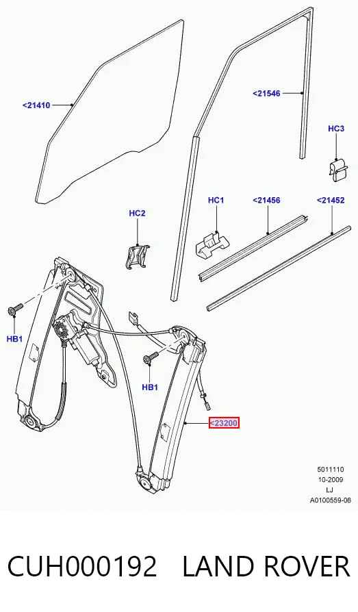 Механизм стеклоподъемника передней левой двери на Land Rover Range Rover III L322