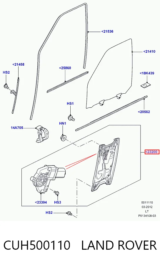 Механизм стеклоподъемника передней левой двери на Land Rover Range Rover SPORT I L320