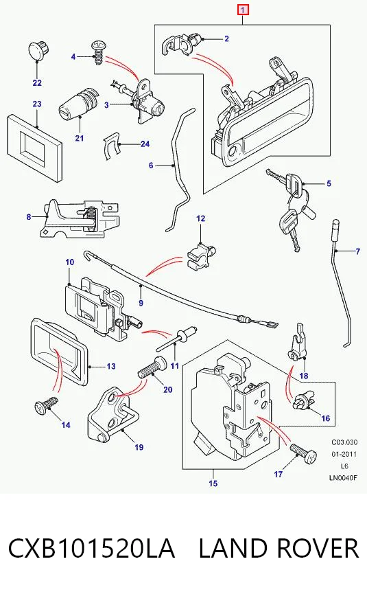Внешняя ручка правой двери Rover CXB101520LDA цена, от 16.67 USD