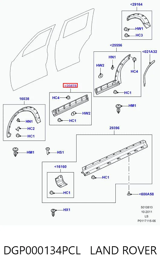 DGP000134PCL Land Rover Молдинг двери передней левой нижний