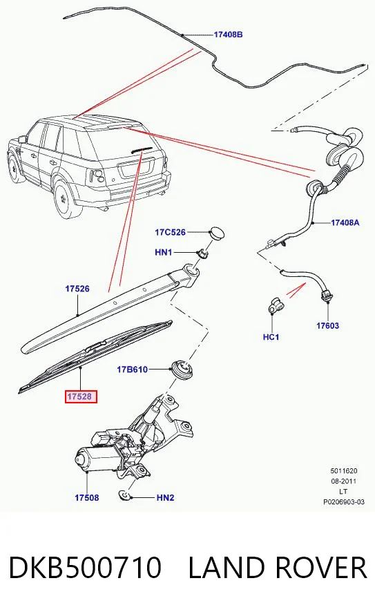 DKB500710 Land Rover Щетка заднего стеклоочистителя