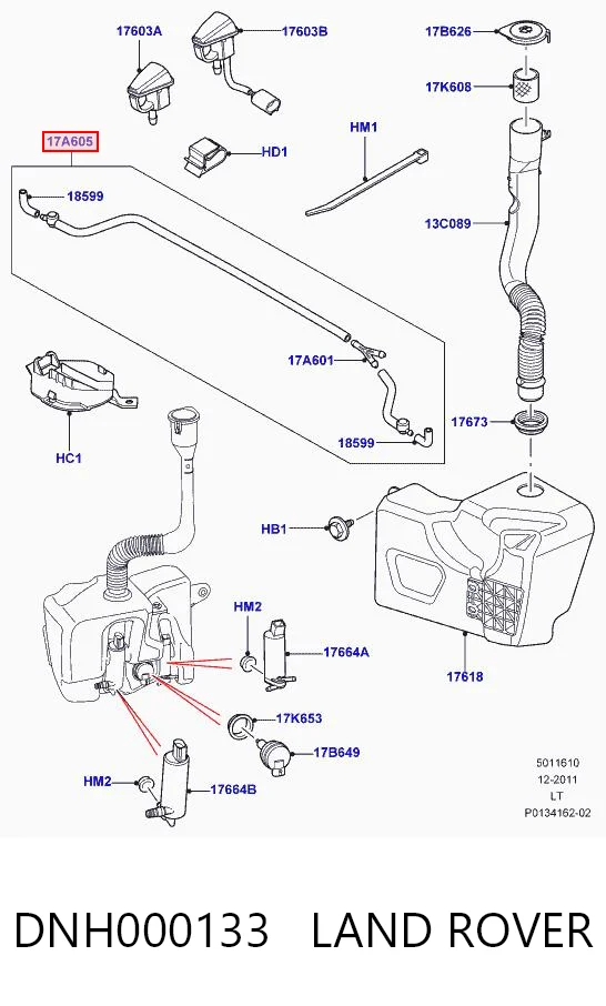 DNH000133 Land Rover Шланг омывателя лобового стекла