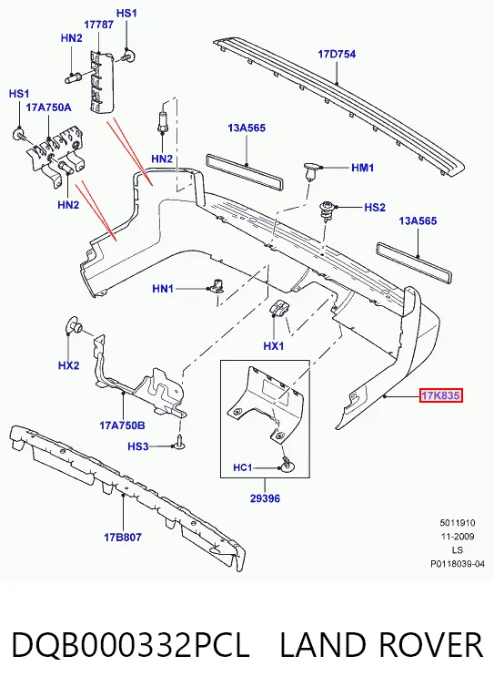 Бампер задний Land Rover Discovery III внедорожник (LR3) (2004 - 2009) цена, от 43.50 USD