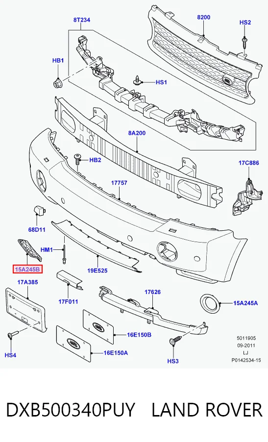 DXB500340PUY Land Rover Правая решетка переднего бампера