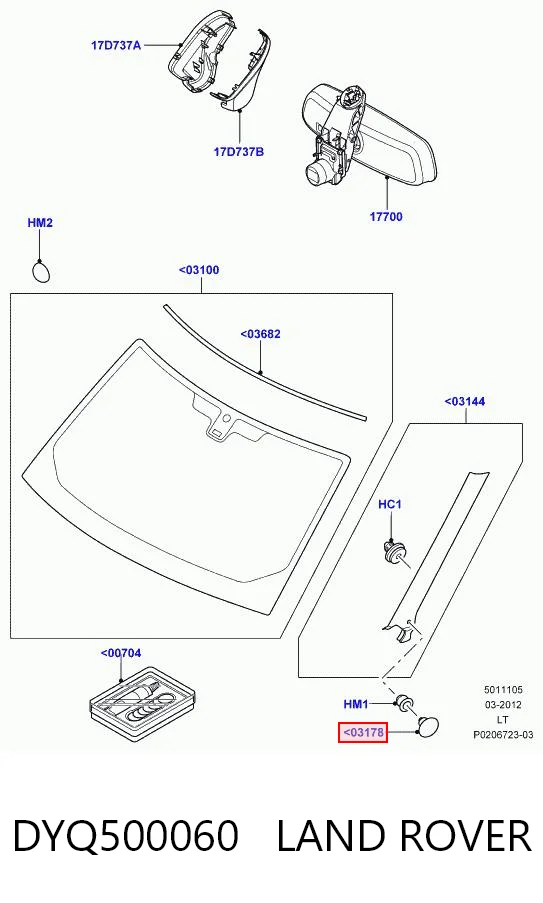 DYQ500060 Land Rover Автостекло