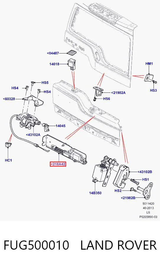 FUG500010 Land Rover Актуатор замка задней двери