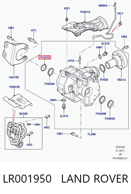 LR001950 Land Rover Сальник полуоси переднего моста, правой