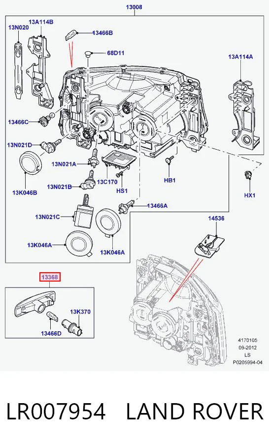 LR007954 Land Rover Повторитель поворота на крыло