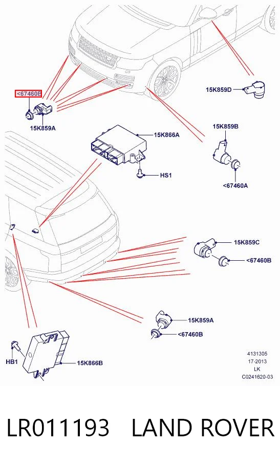 LR011193 Land Rover Кронштейн парктроника, задний боковой