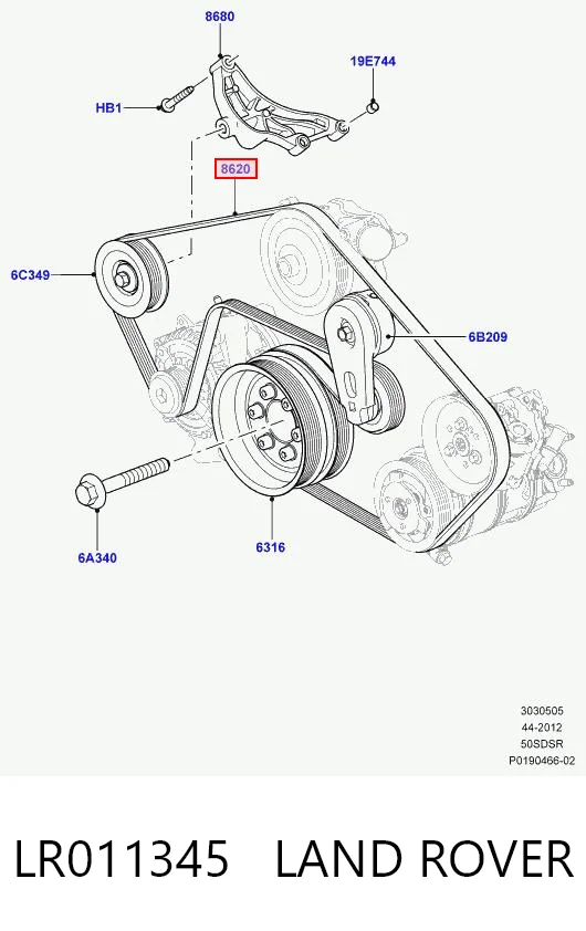 LR011345 Land Rover Поликлиновый ремень