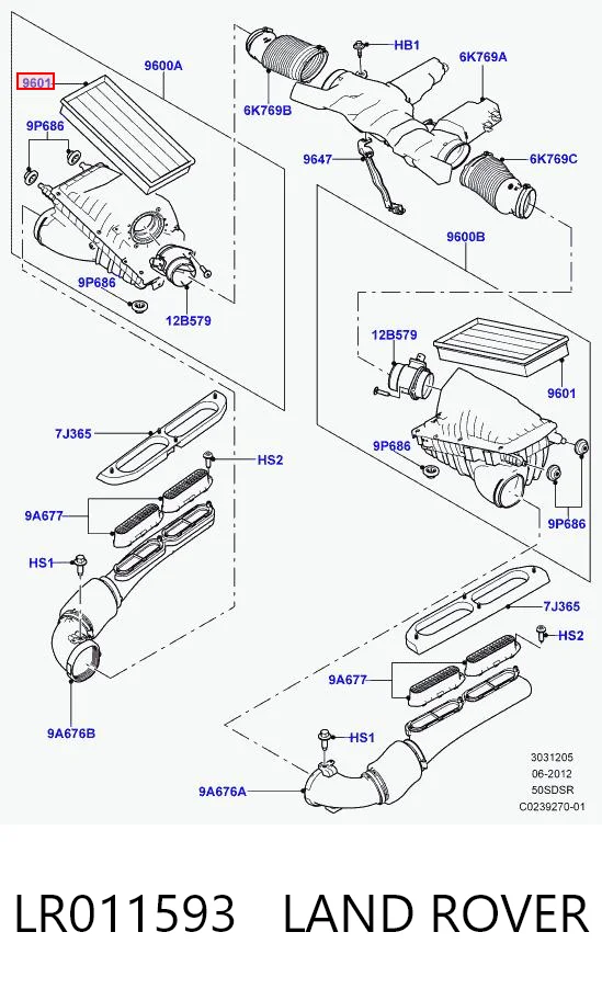 LR011593 Land Rover Воздушный фильтр двигателя
