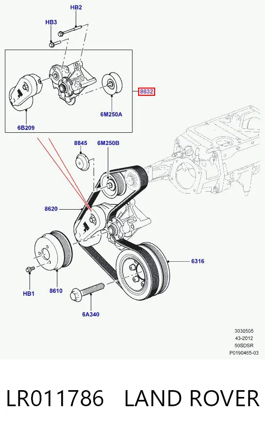 LR011786 Land Rover Натяжитель клинового ремня