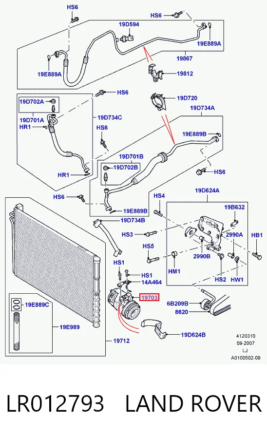LR012793 Land Rover Компрессор хладагента