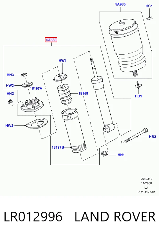 Амортизатор задний правый LR023573 Britpart