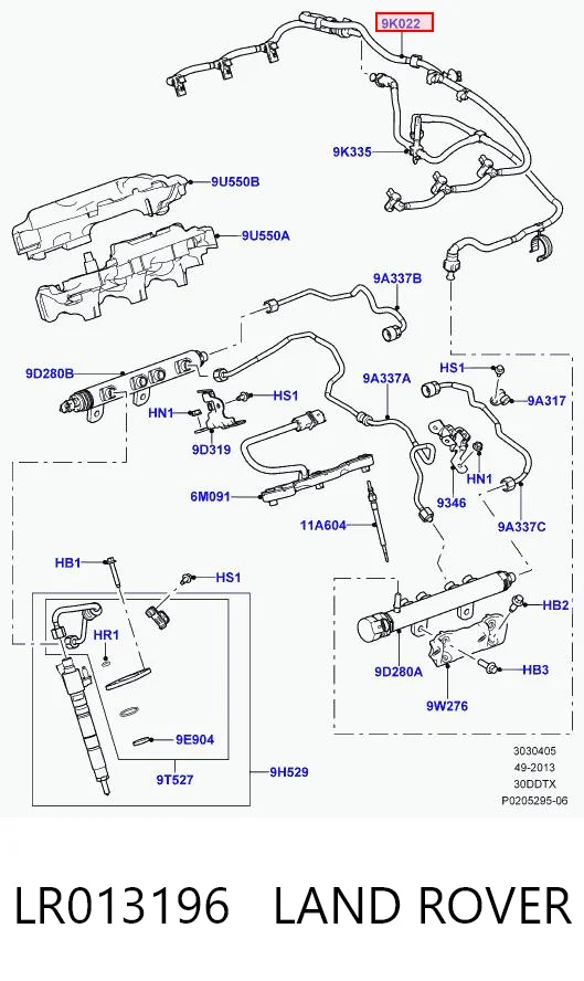 Обратная топливная трубка JDE10317 Jaguar