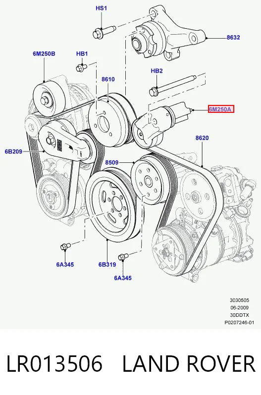LR013506 Land Rover Натяжитель клинового ремня