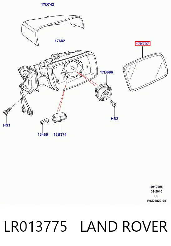 Зеркальный элемент водительского зеркала Rover LR013775 цена, от 16.46 USD