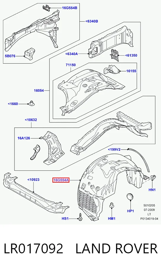 Подкрылок крыла переднего левый Land Rover Range Rover SPORT I внедорожник (L320) (2005 - 2013) цена, от 48.02 USD