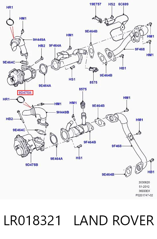 LR018321 Britpart Клапан рециркуляции отработавших газов EGR