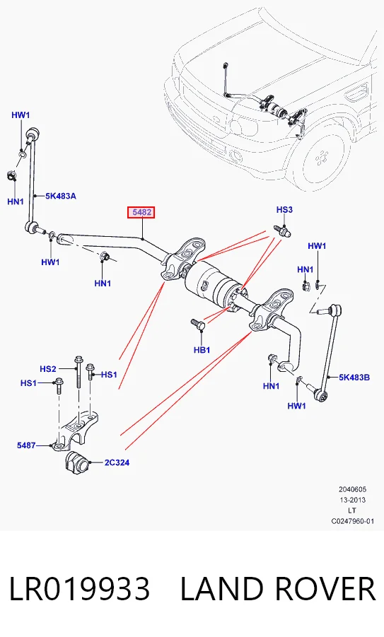 Стабилизатор поперечной устойчивости передний Britpart LR032959 цена, от 316.73 USD