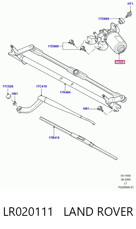 Мотор трапеции стеклоочистителя Land Rover 6H2217508BB цена, от 28.25 USD