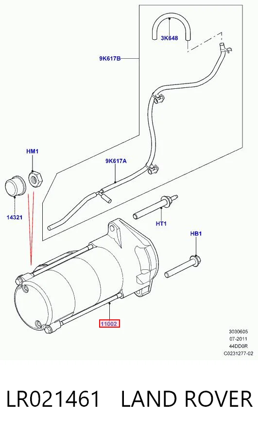 LR021461 Land Rover Стартер автомобиля