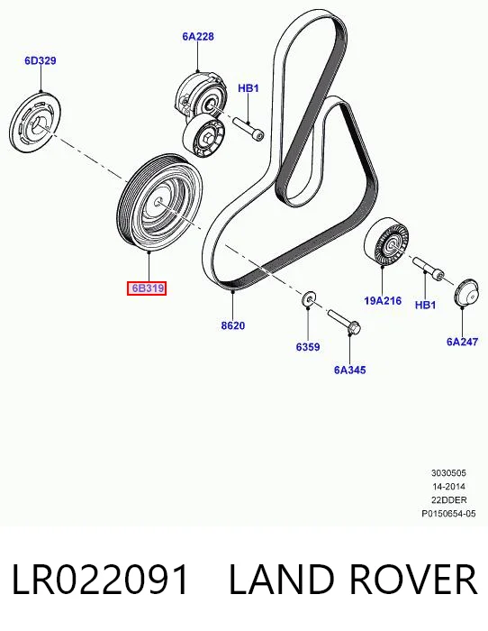 Шкив коленвала (демпфер) Rover LR022091 цена, от 31.60 USD