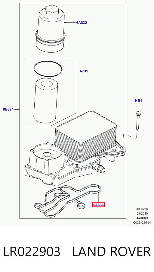 LR022903 Land Rover Прокладка радиатора масляного