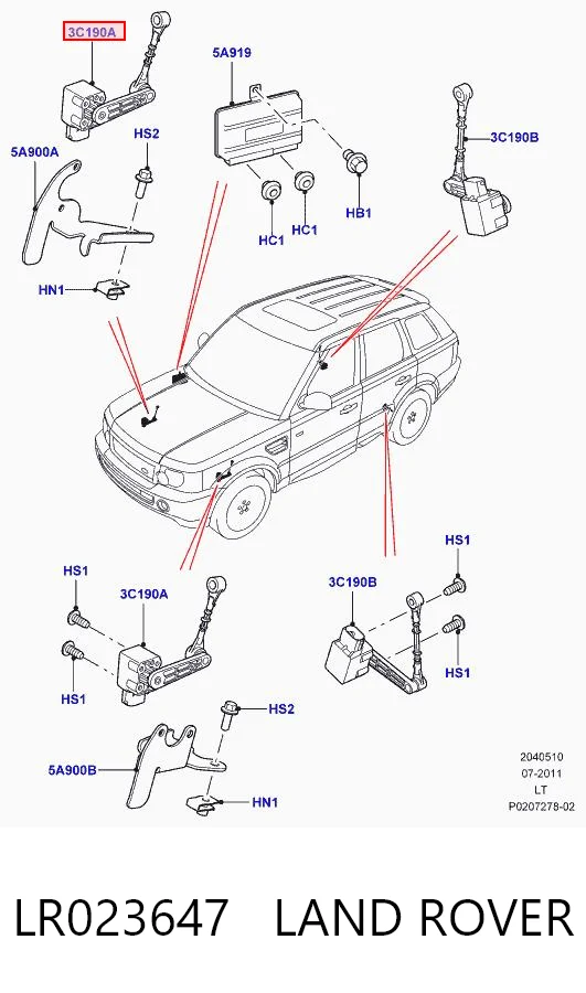 LR023647 Land Rover Датчик уровня кузова, передний