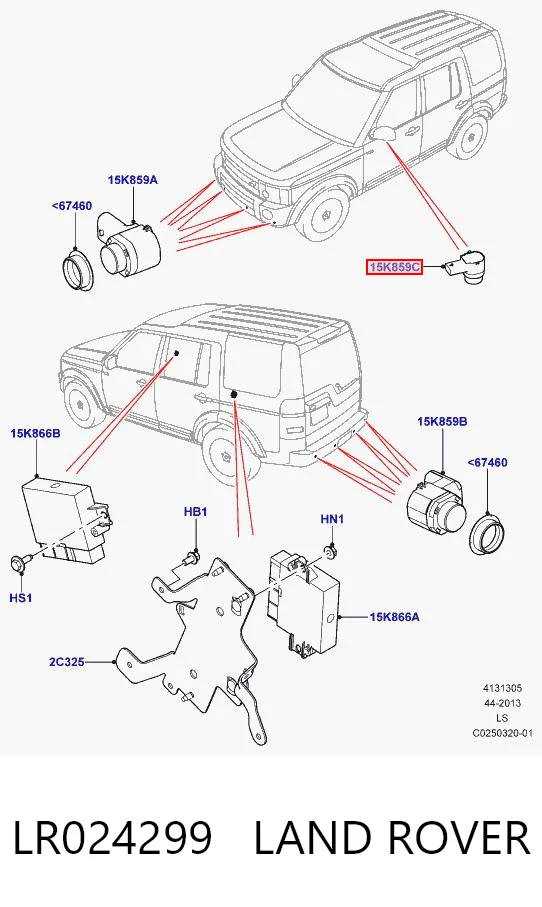 LR024299 Land Rover Датчик сигнализации парковки (парктроник) передний боковой