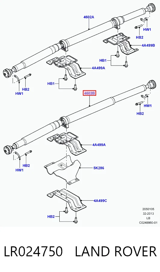 Вал карданный задний в сборе Land Rover AH527L190AA цена, от 8887.5 UAH