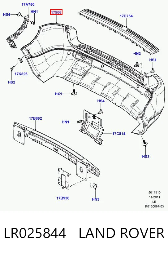 Задний бампер на Land Rover Freelander II L359