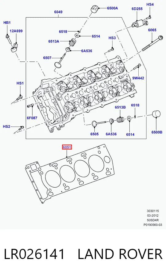 LR026141 Land Rover Правая прокладка головки блока цилиндров