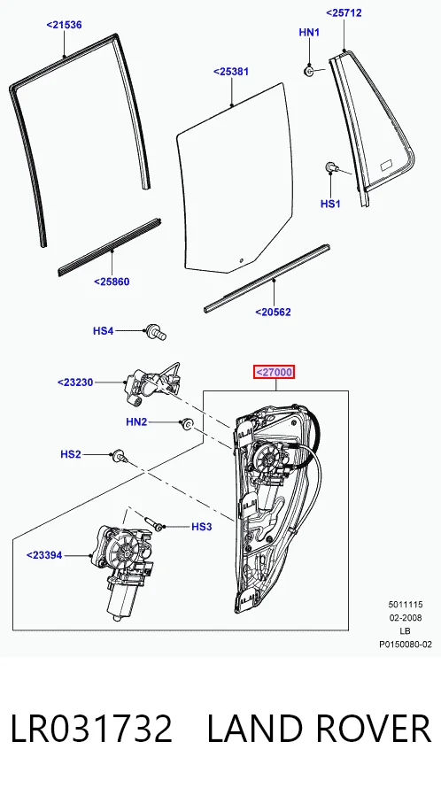 Купить 6H5227001AJ Land Rover Механизм стеклоподъемника двери задней левой
