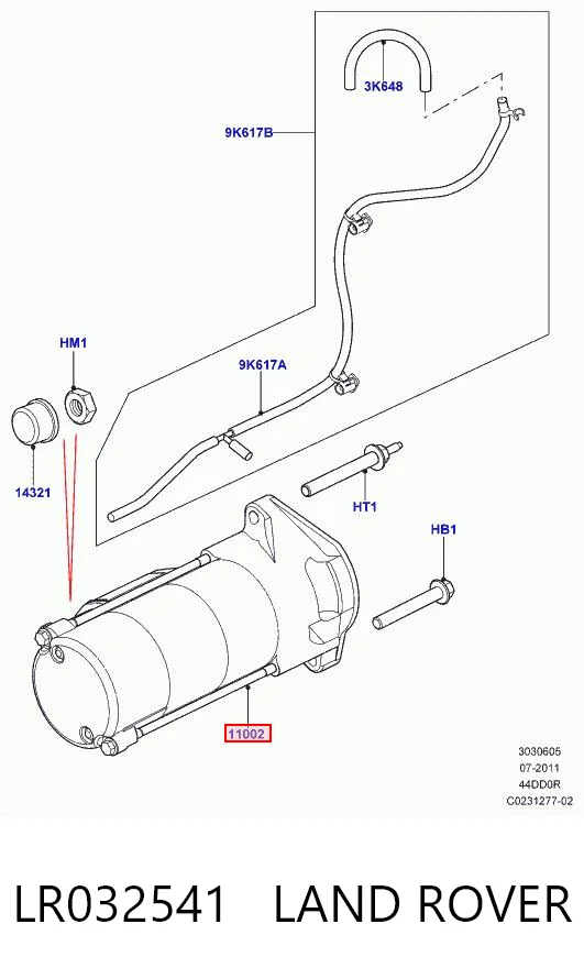 LR032541 Land Rover Стартер автомобиля