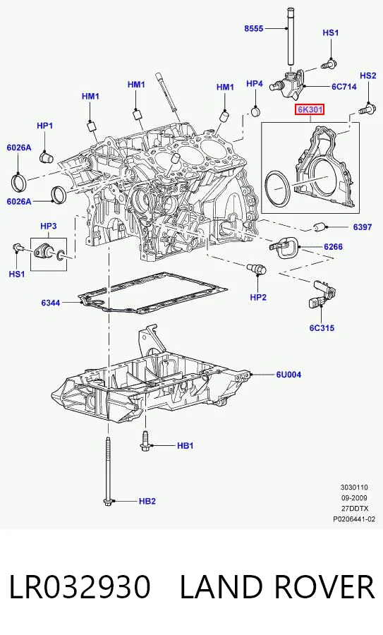LR036542 Hotbray Сальник коленвала двигателя, задний