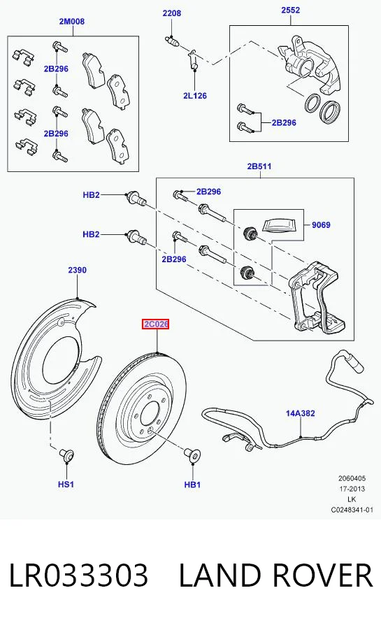 LR033303 Land Rover Дисковый тормоз